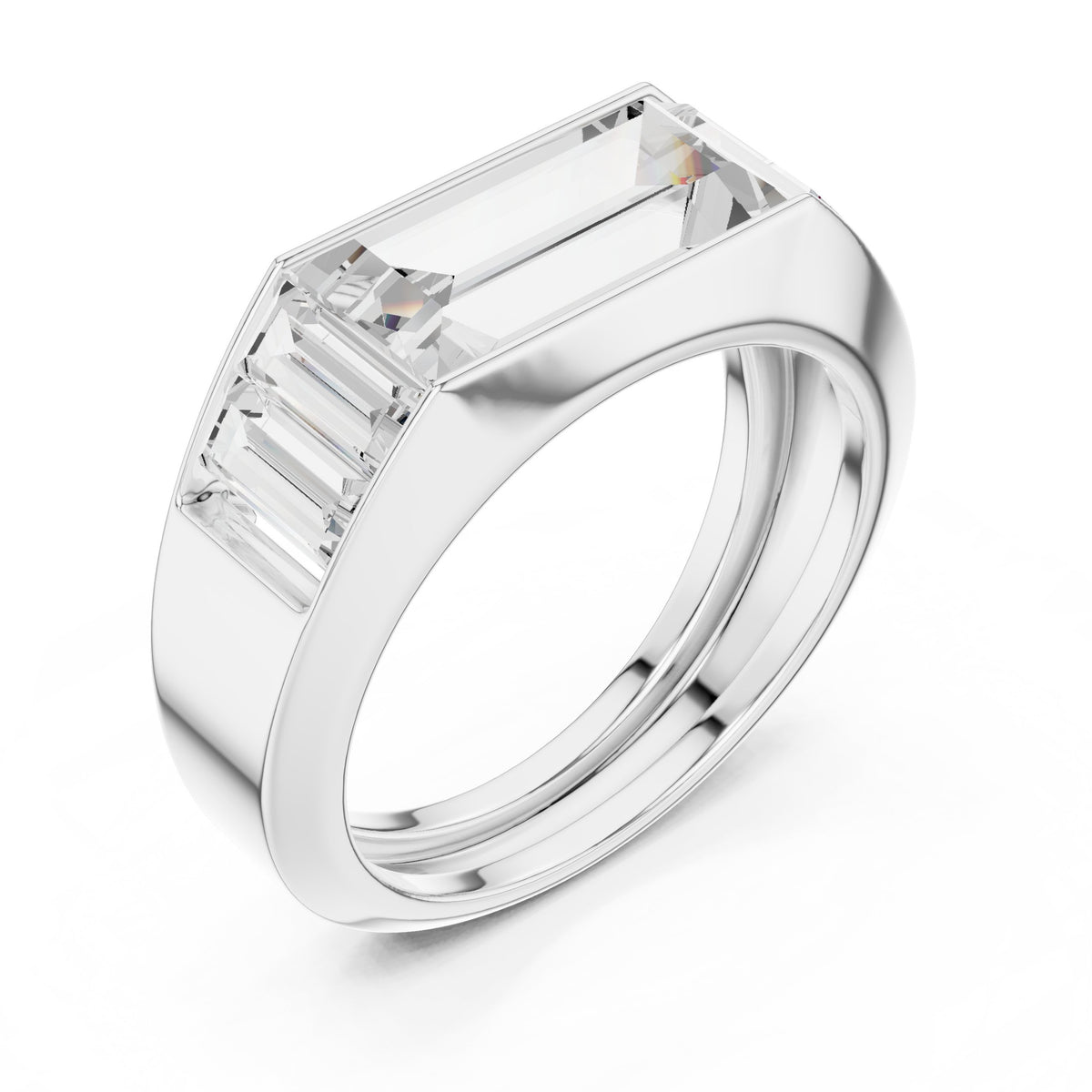 East-West Baguette Diamond Men's Ring