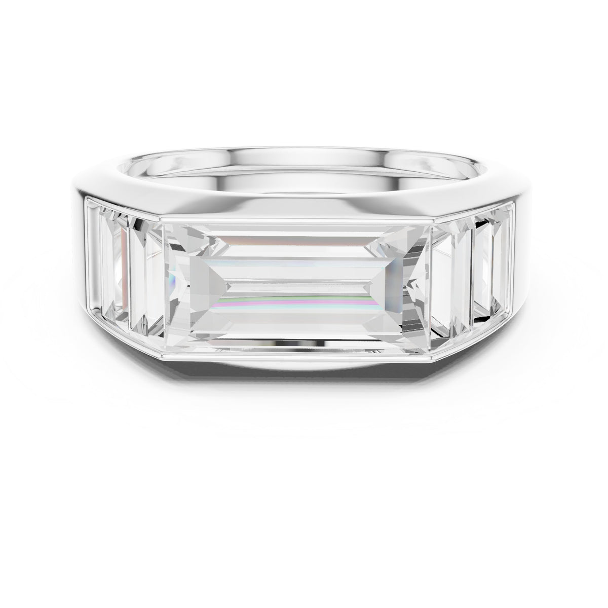East-West Baguette Diamond Men's Ring