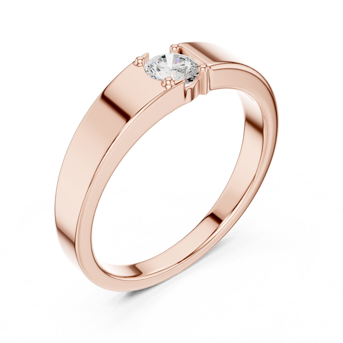 Tension Set Round Diamond Band in Rose Gold - VYKA Diamonds