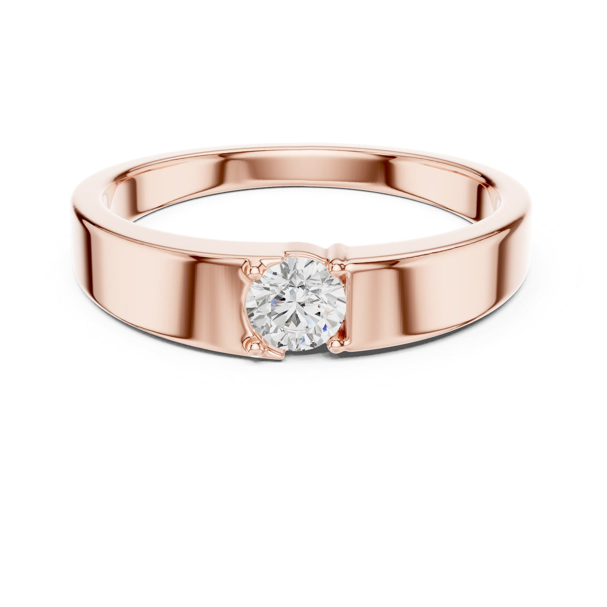 Tension Set Round Diamond Band in Rose Gold - VYKA Diamonds