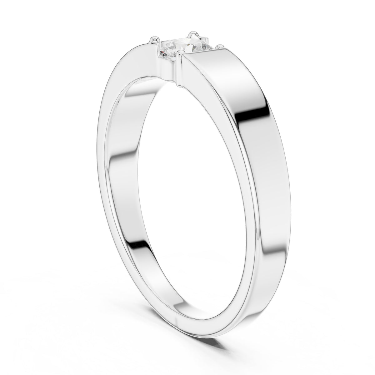Tension Set Round Diamond Band in White Gold - VYKA Diamonds