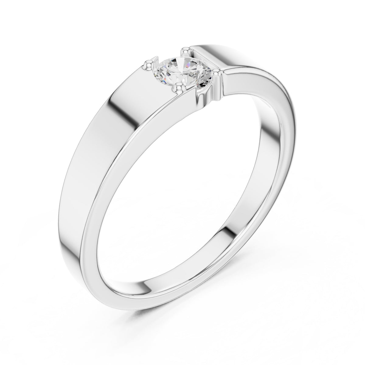 Tension Set Round Diamond Band