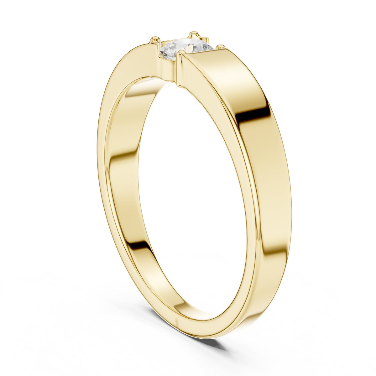 Tension Set Round Diamond Band in Yellow Gold - VYKA Diamonds