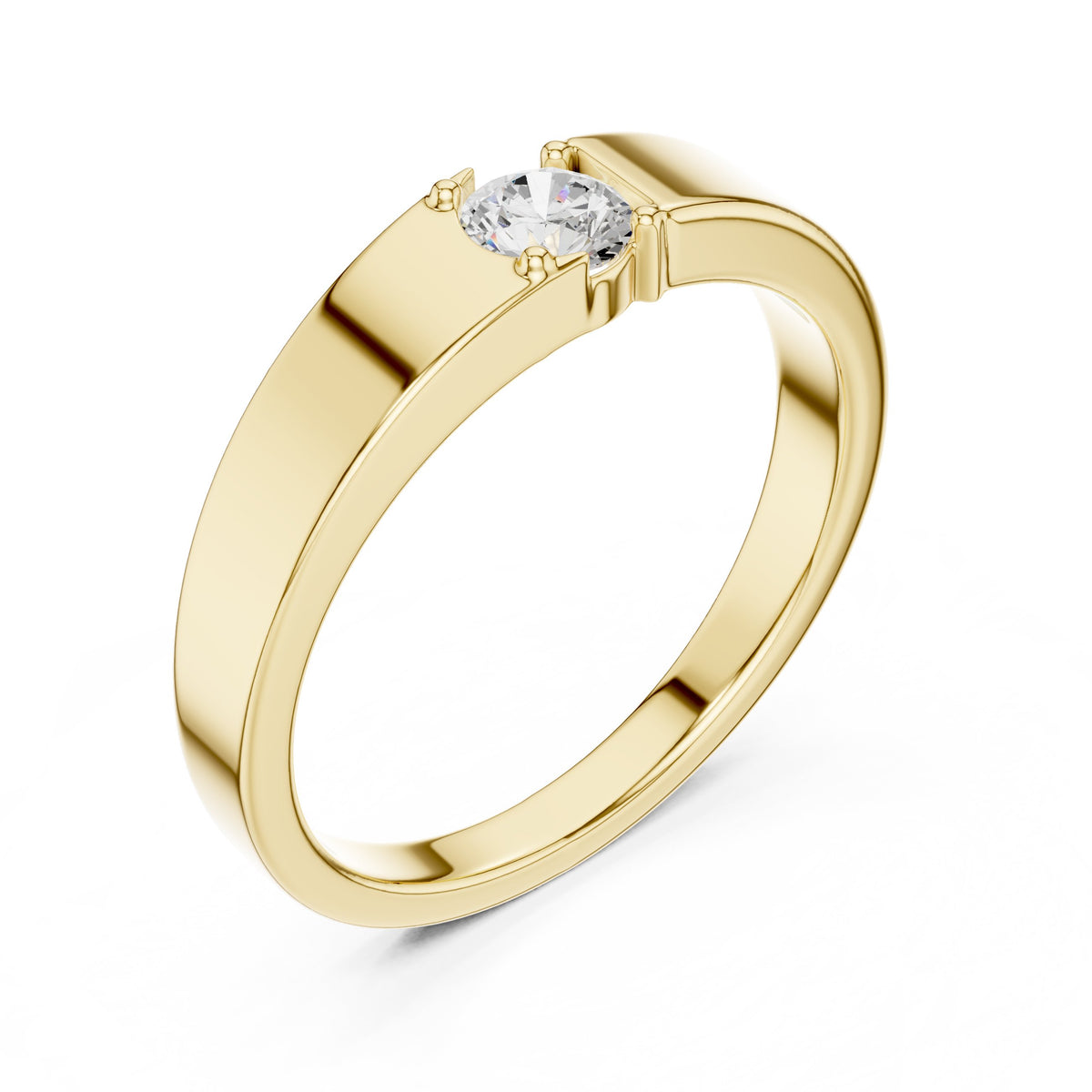 Tension Set Round Diamond Band in Yellow Gold - VYKA Diamonds