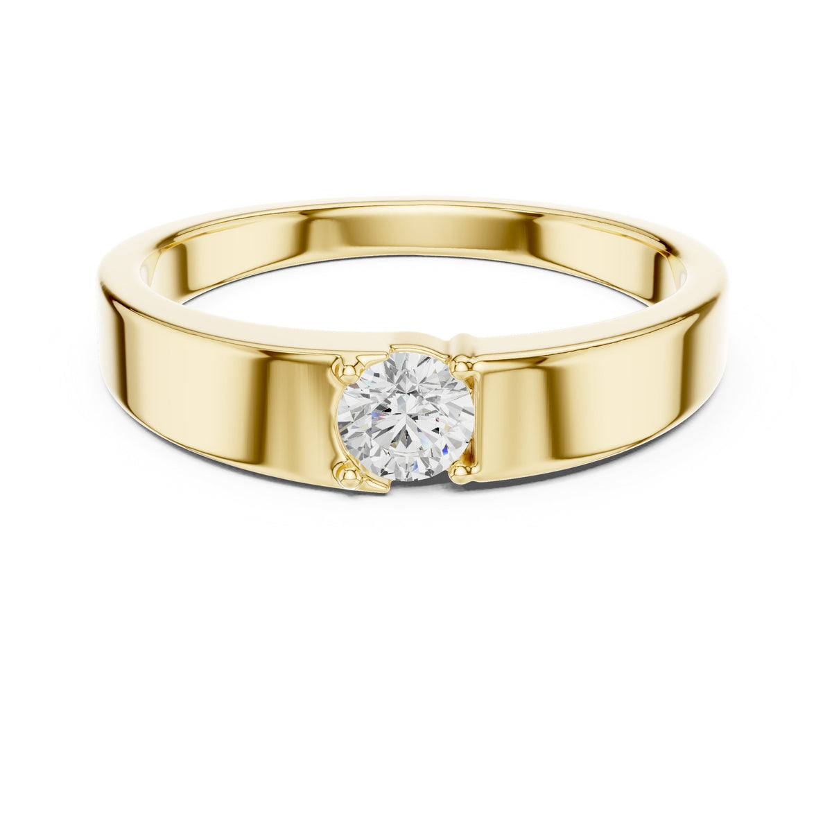 Tension Set Round Diamond Band in Yellow Gold - VYKA Diamonds
