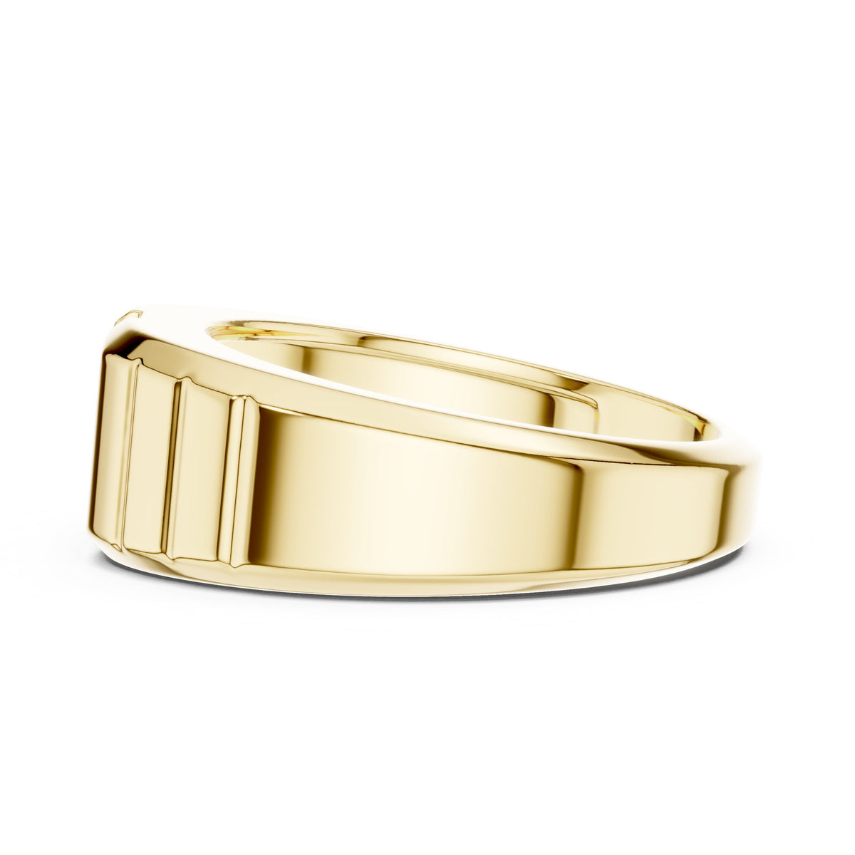 Emerald Cut Diamond Men's Ring with Fluted Shoulders