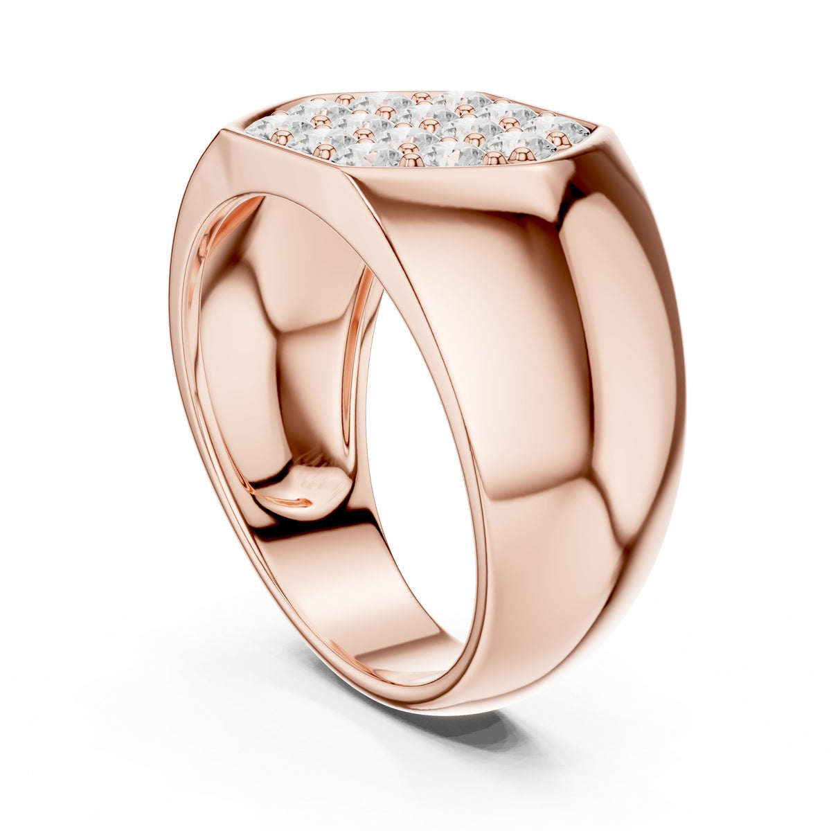 Hexagon Pavé Signet Men's Ring in Rose Gold - VYKA Diamonds