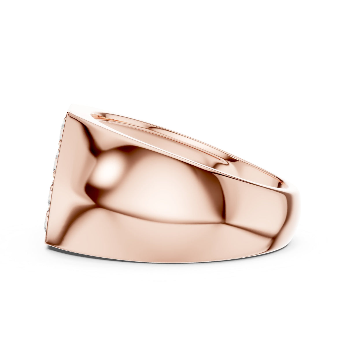 Hexagon Pavé Signet Men's Ring in Rose Gold - VYKA Diamonds