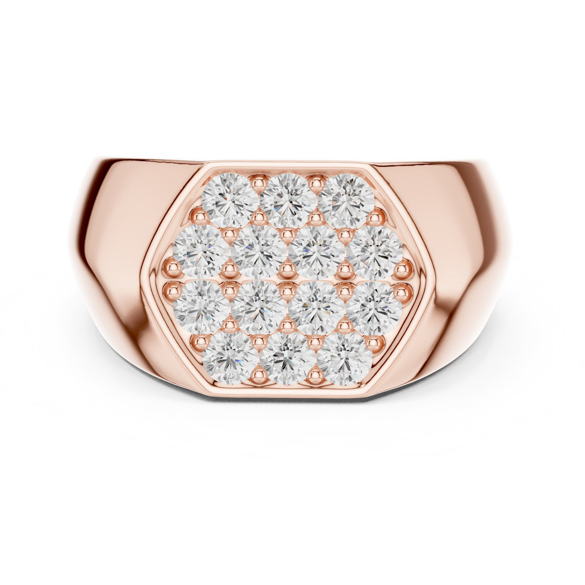 Hexagon Pavé Signet Men's Ring