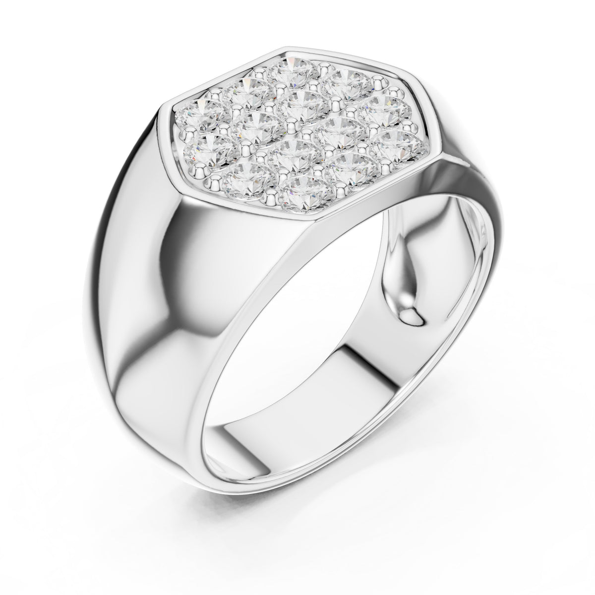 Hexagon Pavé Signet Men's Ring