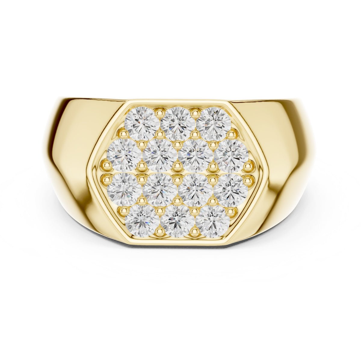 Hexagon Pavé Signet Men's Ring