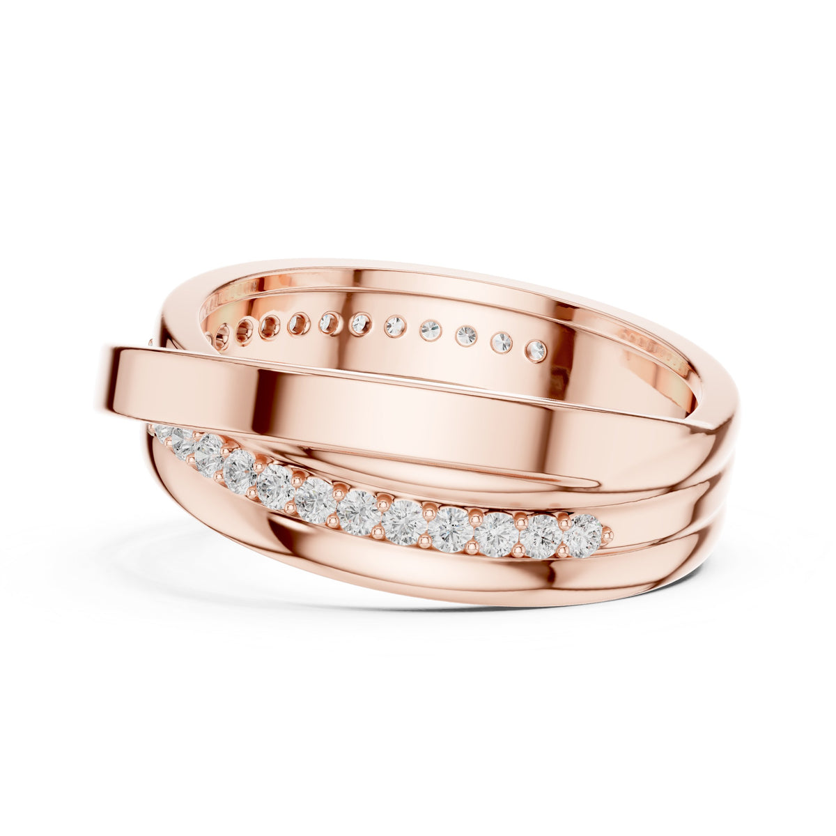 Crossover Pavé Diamond Band in Rose Gold - VYKA Diamonds