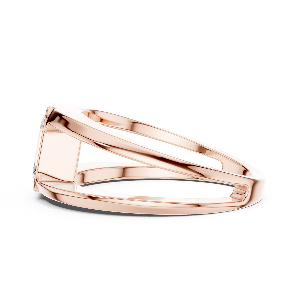 Split Shank Emerald Cut Diamond Ring in Rose Gold - VYKA Diamonds