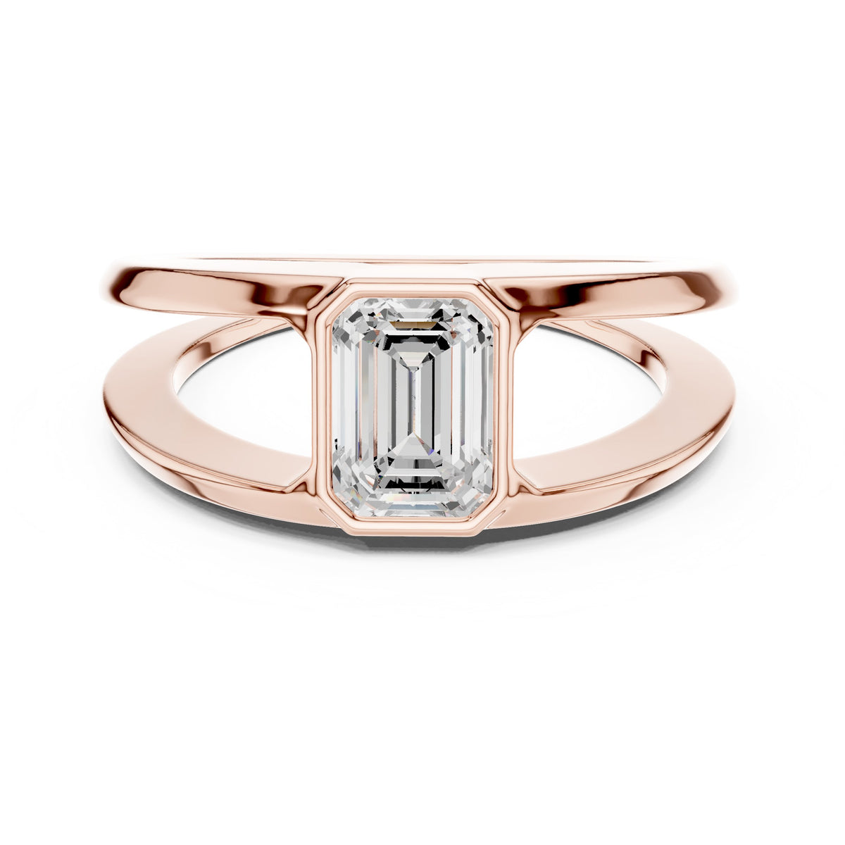 Split Shank Emerald Cut Diamond Ring