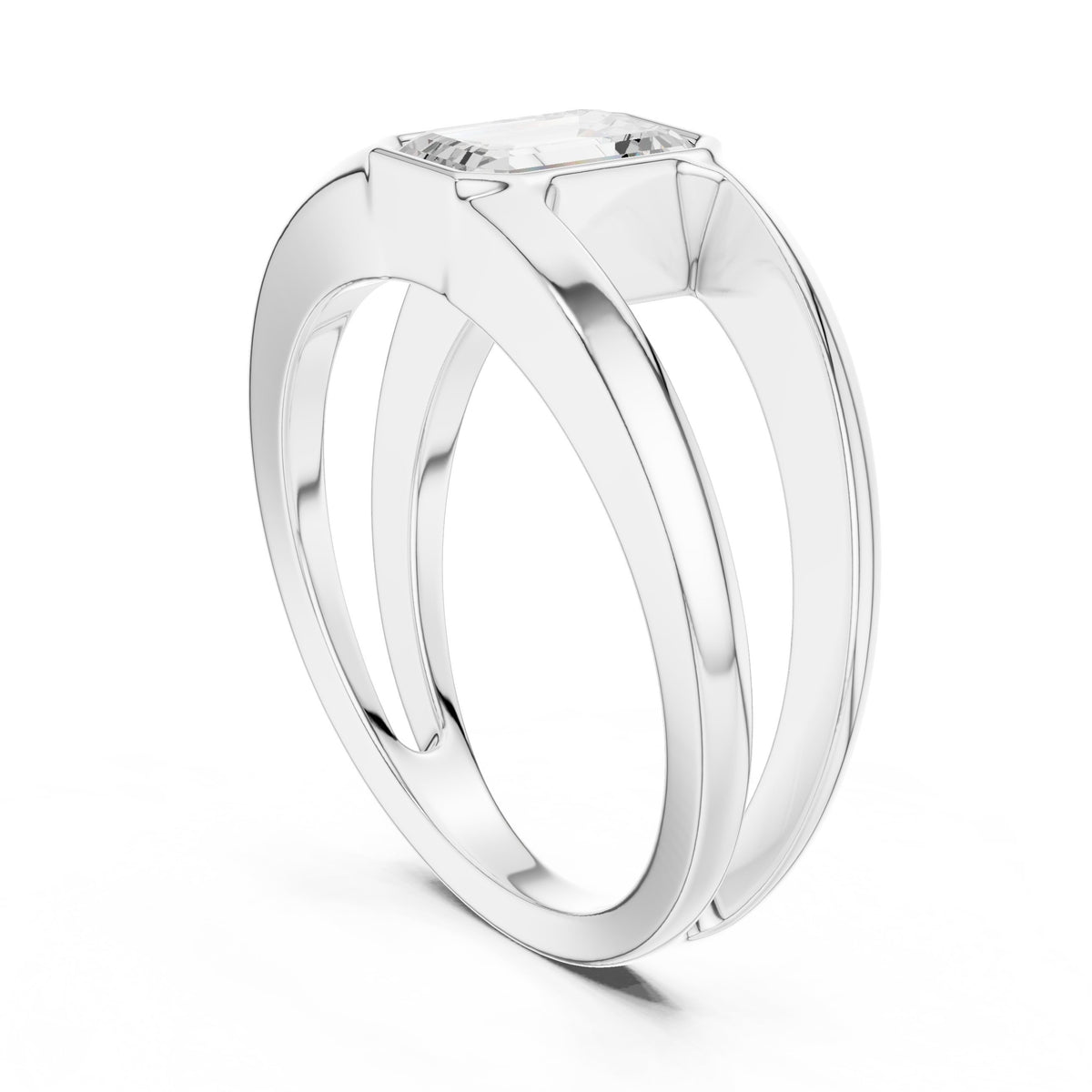 Split Shank Emerald Cut Diamond Ring
