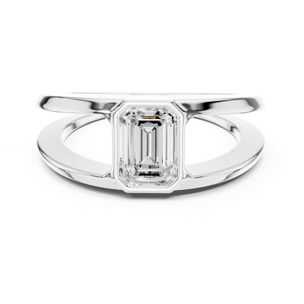 Split Shank Emerald Cut Diamond Ring