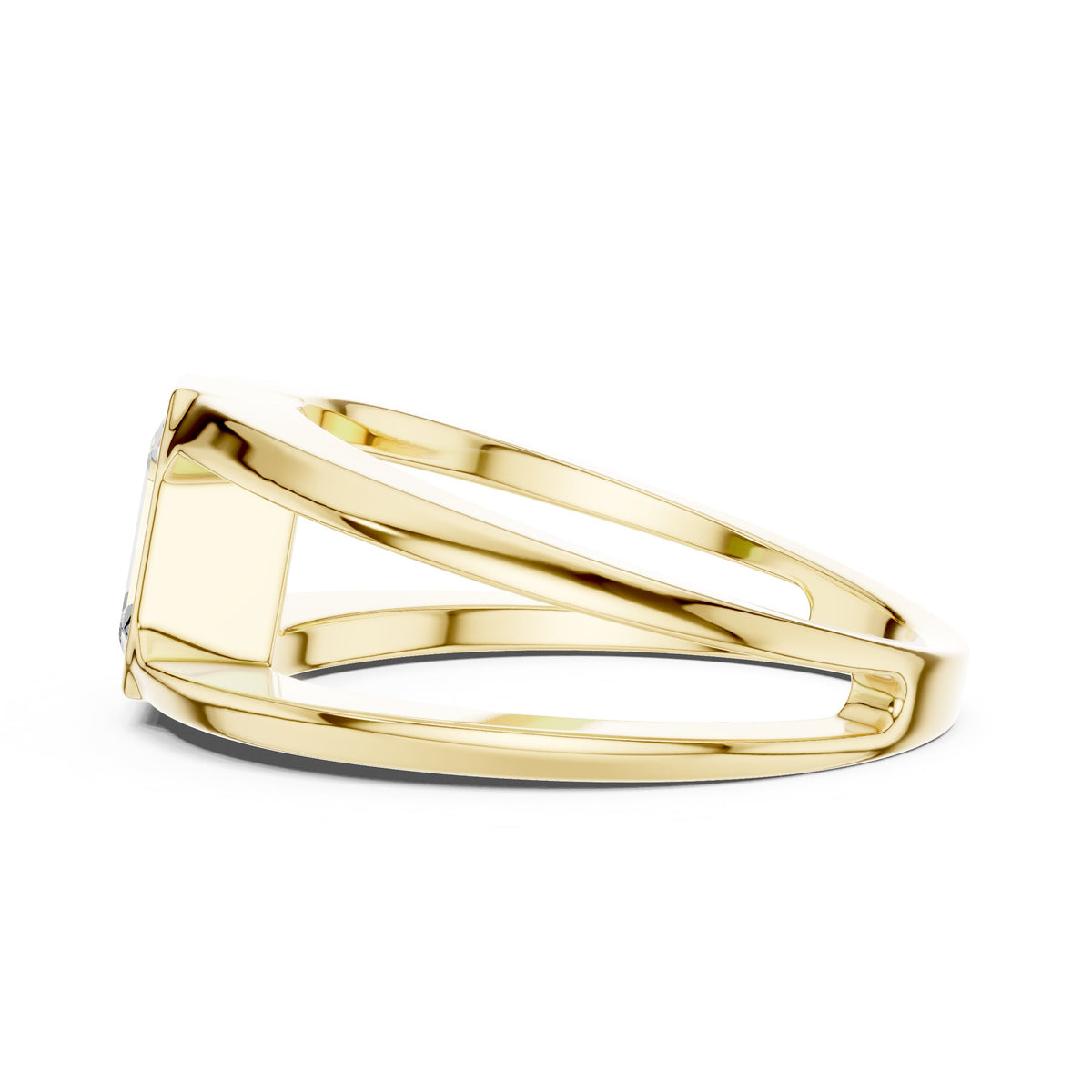 Split Shank Emerald Cut Diamond Ring in Yellow Gold - VYKA Diamonds