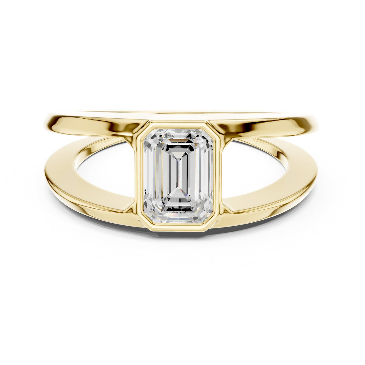 Split Shank Emerald Cut Diamond Ring