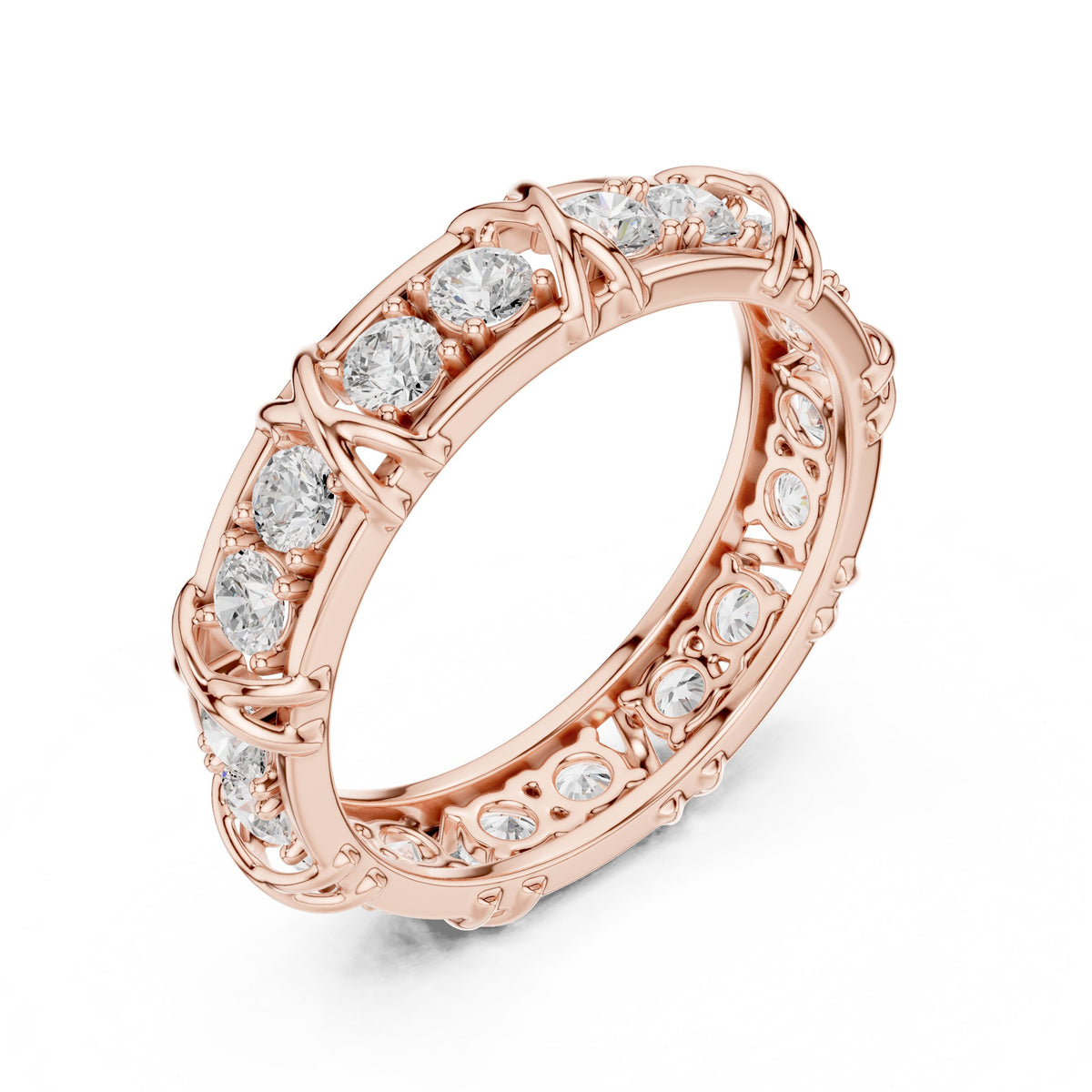Station Diamond Eternity Band in Rose Gold - VYKA Diamonds