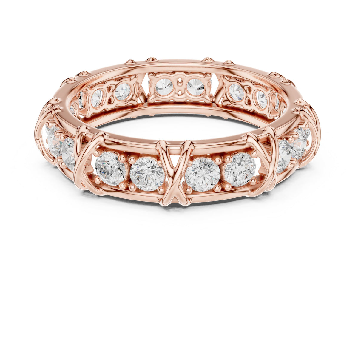 Station Diamond Eternity Band in Rose Gold - VYKA Diamonds