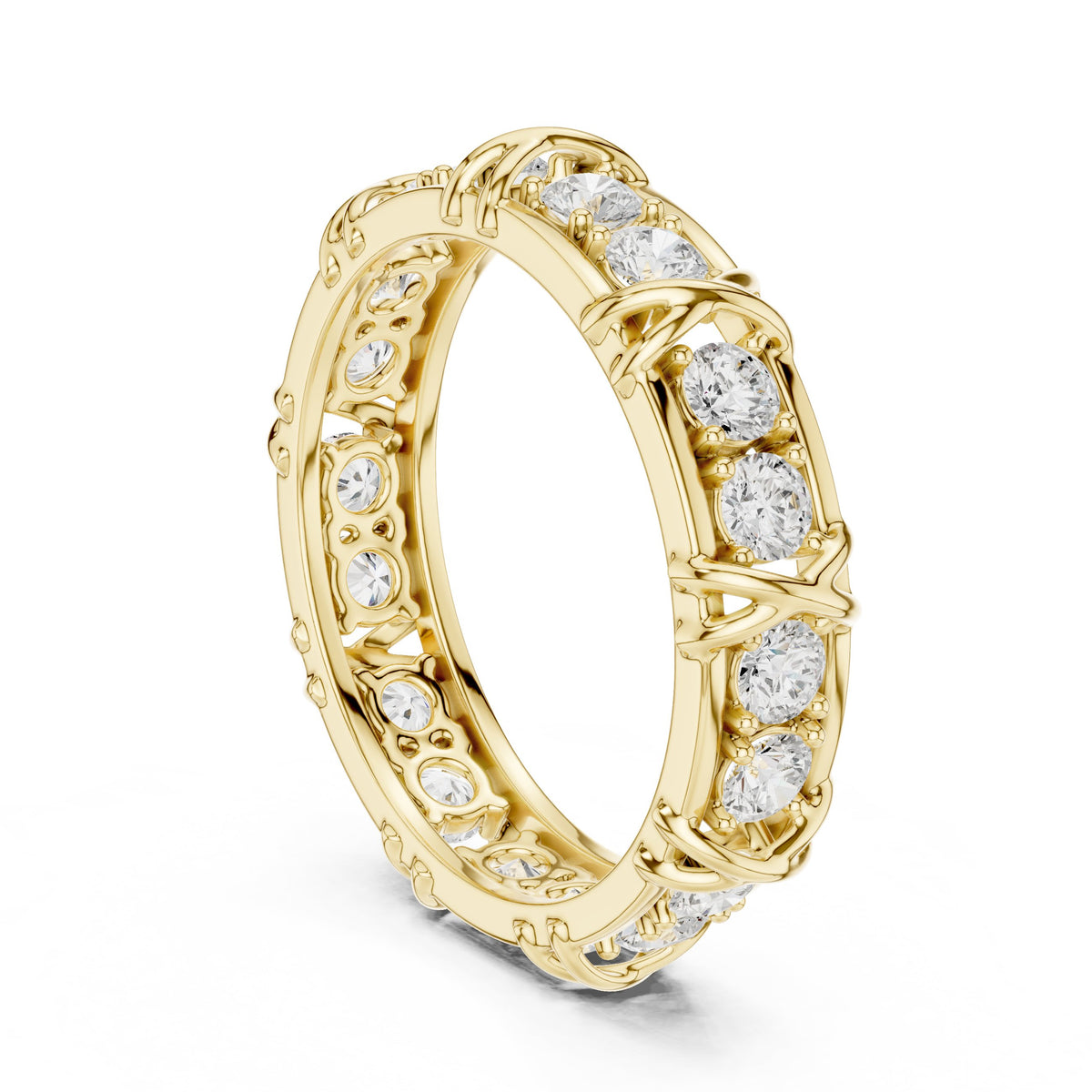 Station Diamond Eternity Band in Yellow Gold - VYKA Diamonds