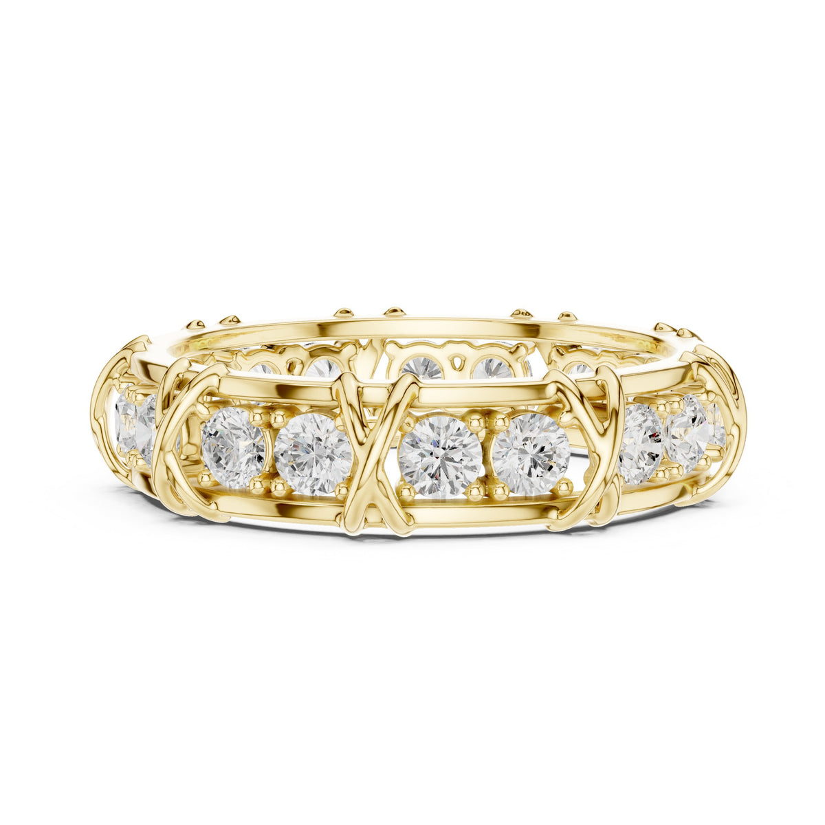 Station Diamond Eternity Band in Yellow Gold - VYKA Diamonds