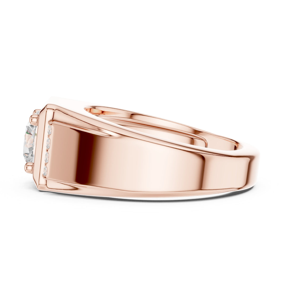 Round Diamond Men's Ring with Square Accent Frame