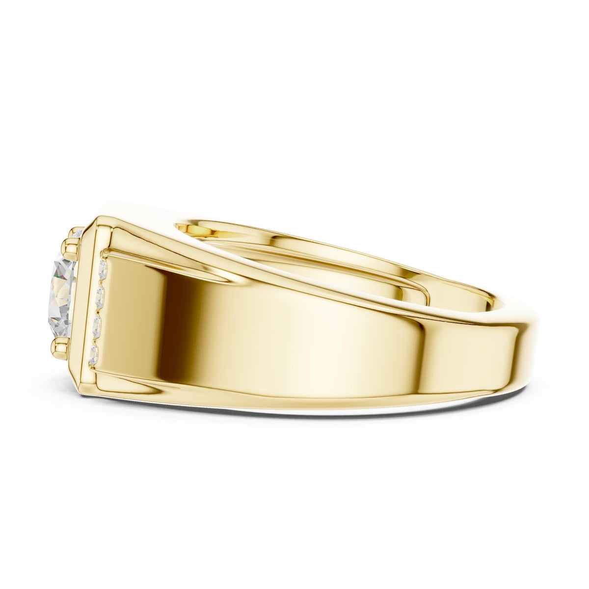 Round Diamond Men's Ring with Square Accent Frame