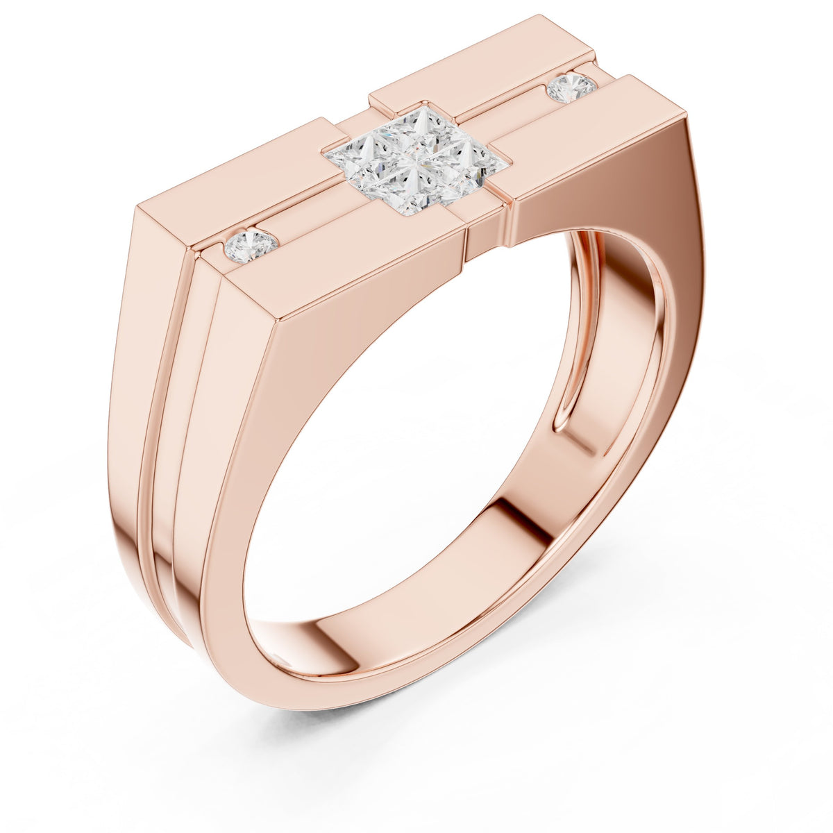 Square Cluster Signet Men's Ring