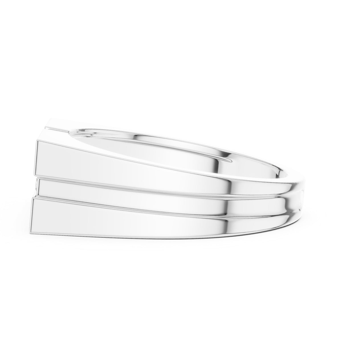 Square Cluster Signet Men's Ring in White Gold - VYKA Diamonds