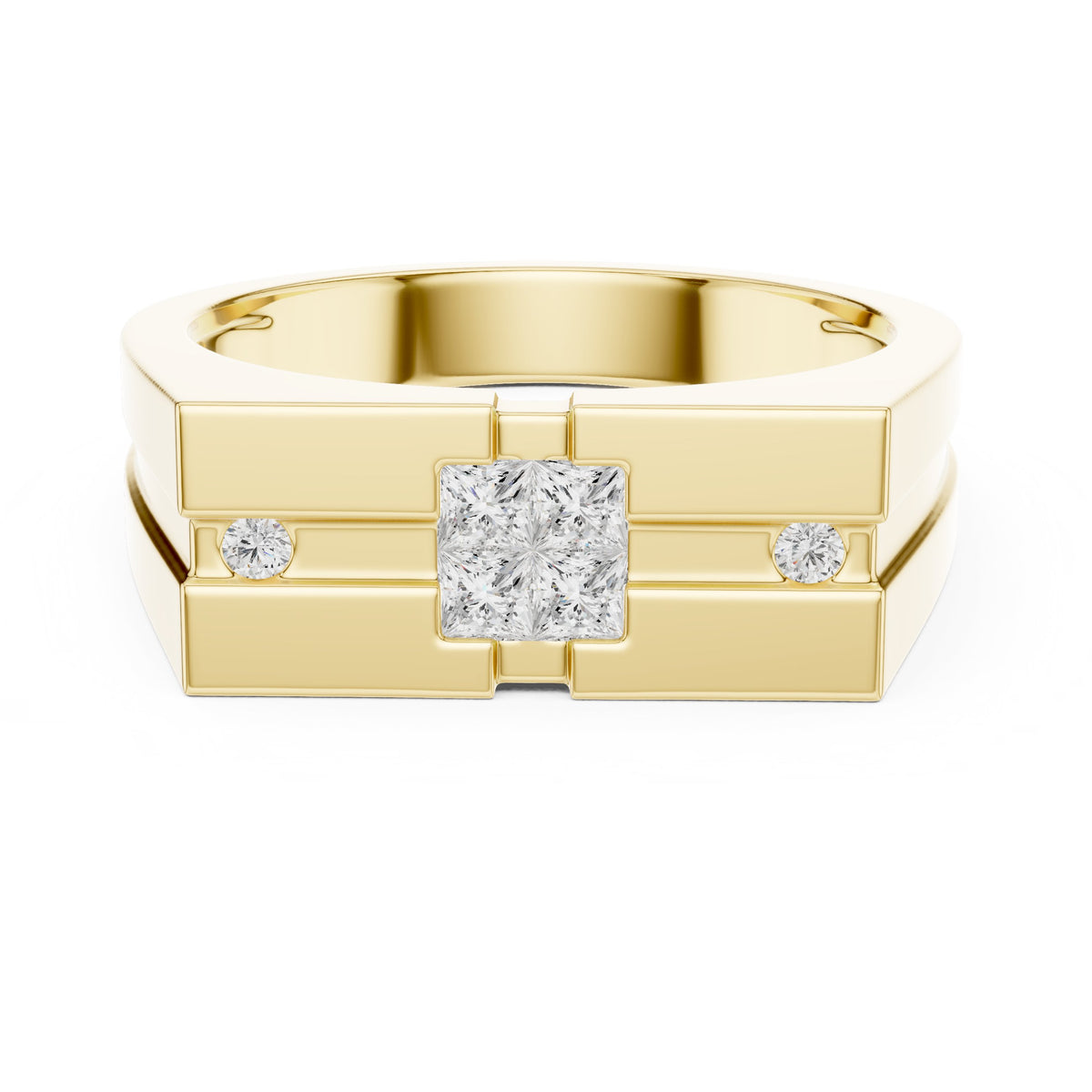 Square Cluster Signet Men's Ring