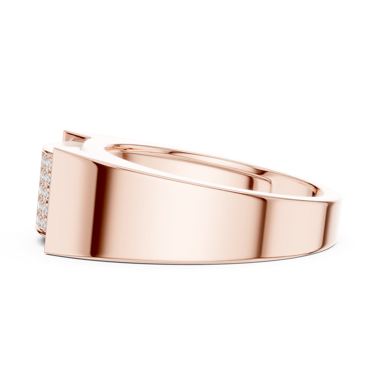 Pavé Panel Men's Diamond Band in Rose Gold - VYKA Diamonds