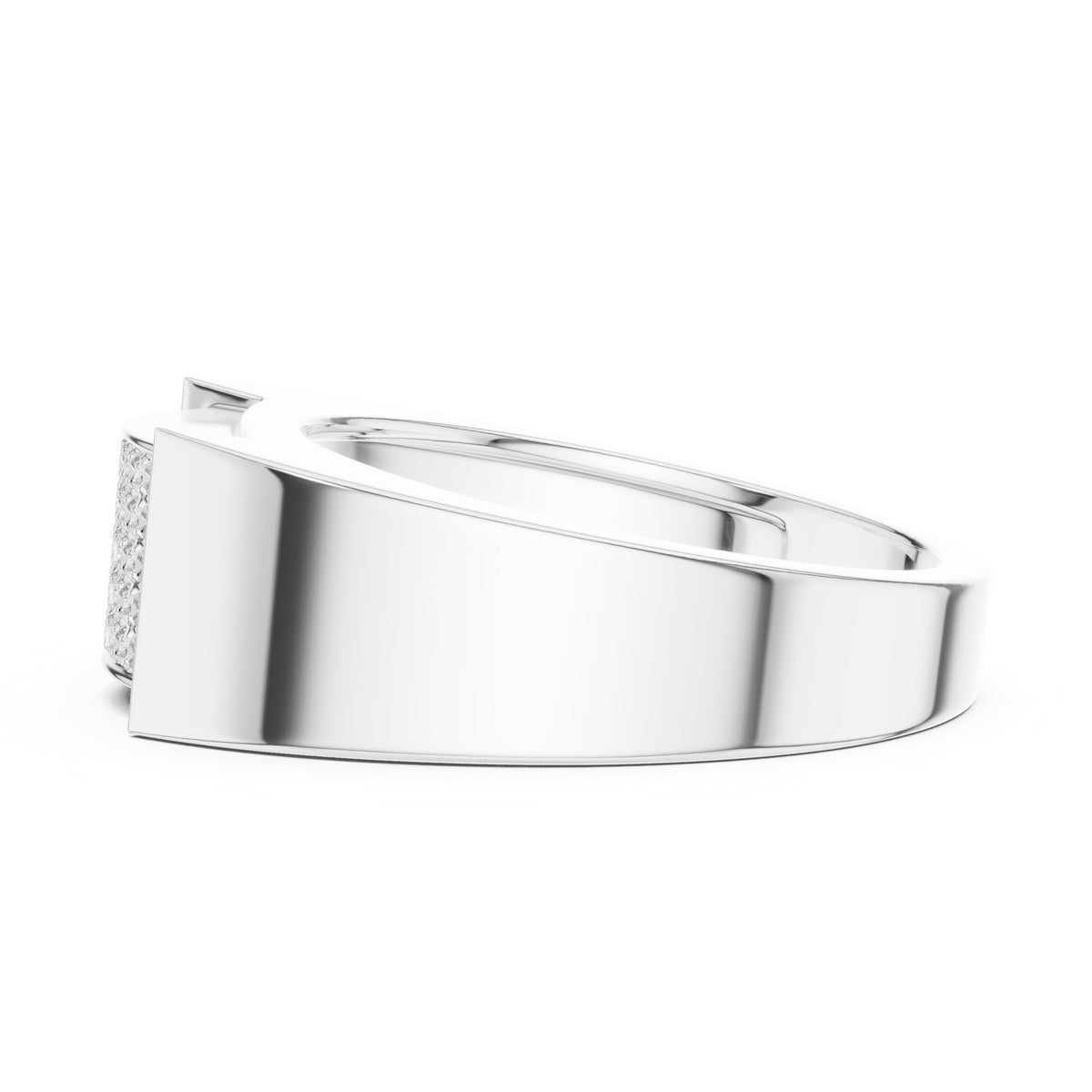 Pavé Panel Men's Diamond Band in White Gold - VYKA Diamonds