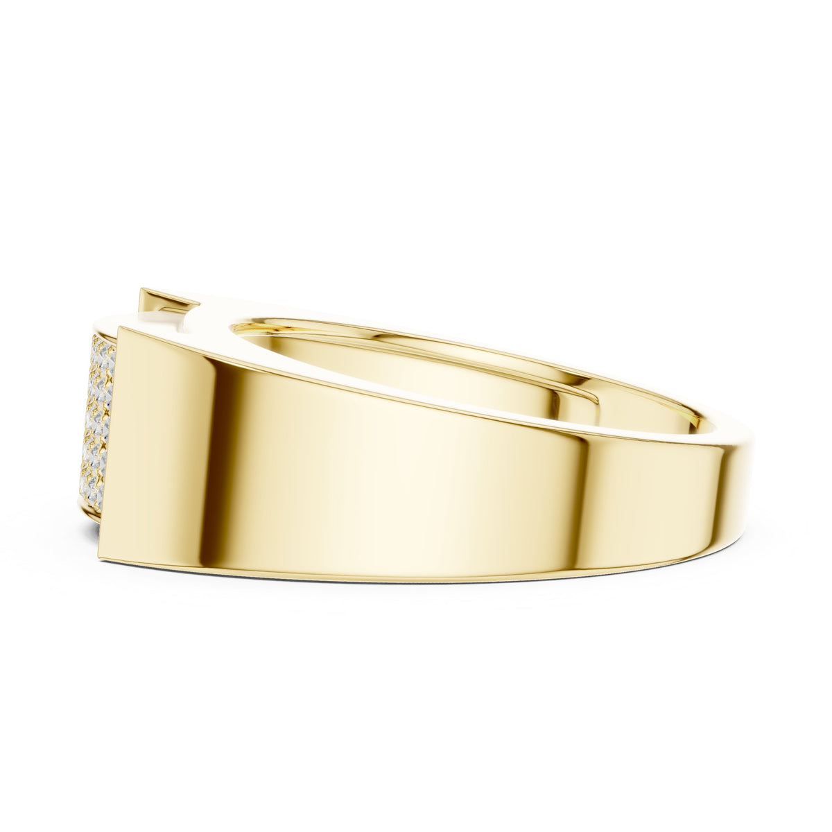 Pavé Panel Men's Diamond Band in Yellow Gold - VYKA Diamonds