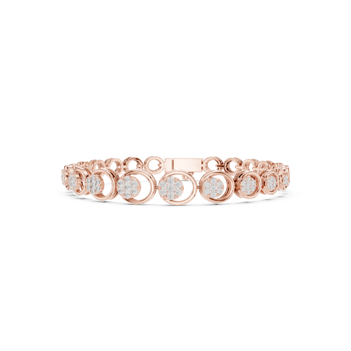 Open Loop Cluster Diamond Link Bracelet in Rose Gold - VYKA Diamonds