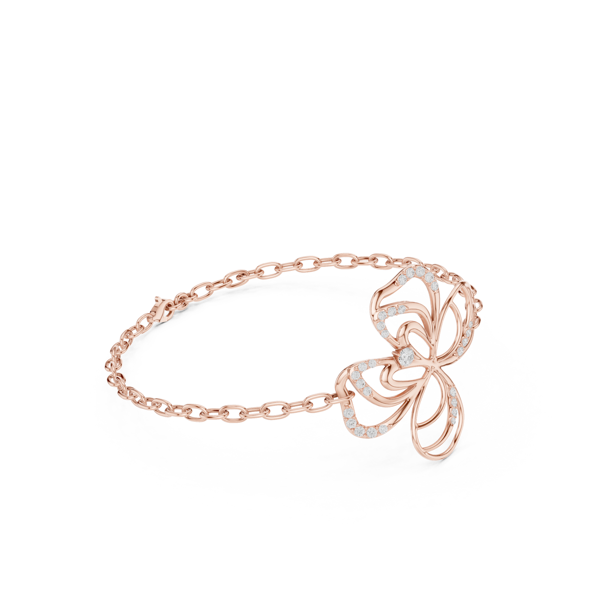 سوار سلسلة بزهور ألماس مفتوحة البتلات in Rose Gold - VYKA Diamonds