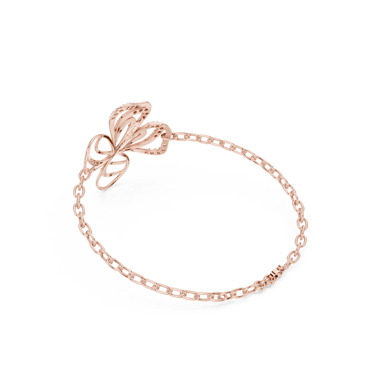 Open Petal Flower Diamond Chain Bracelet