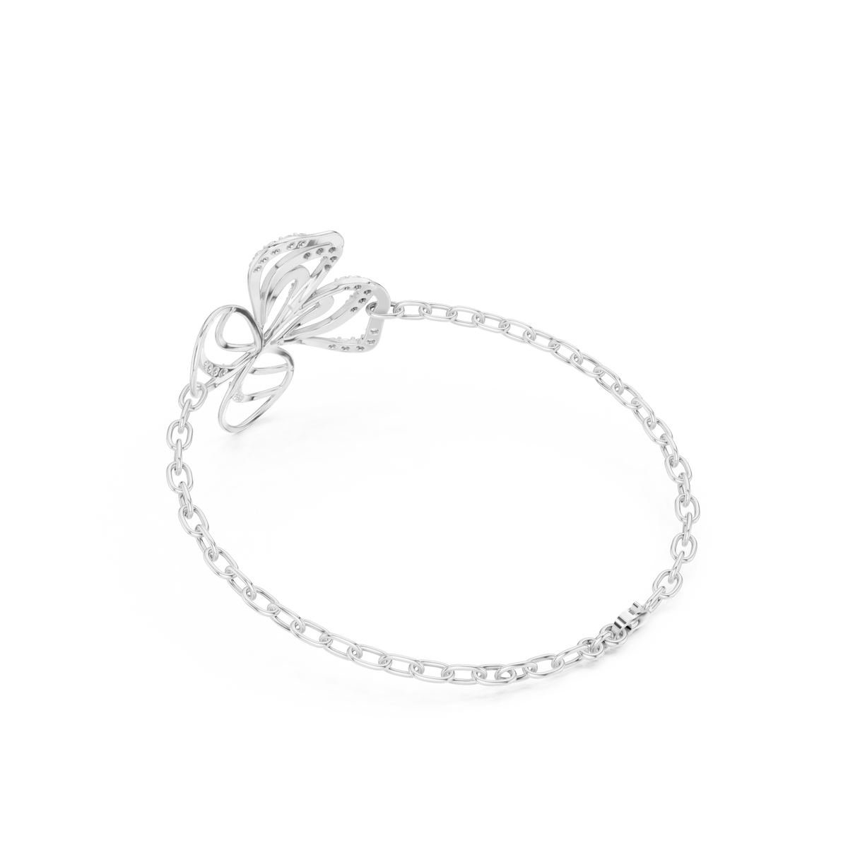 Open Petal Flower Diamond Chain Bracelet