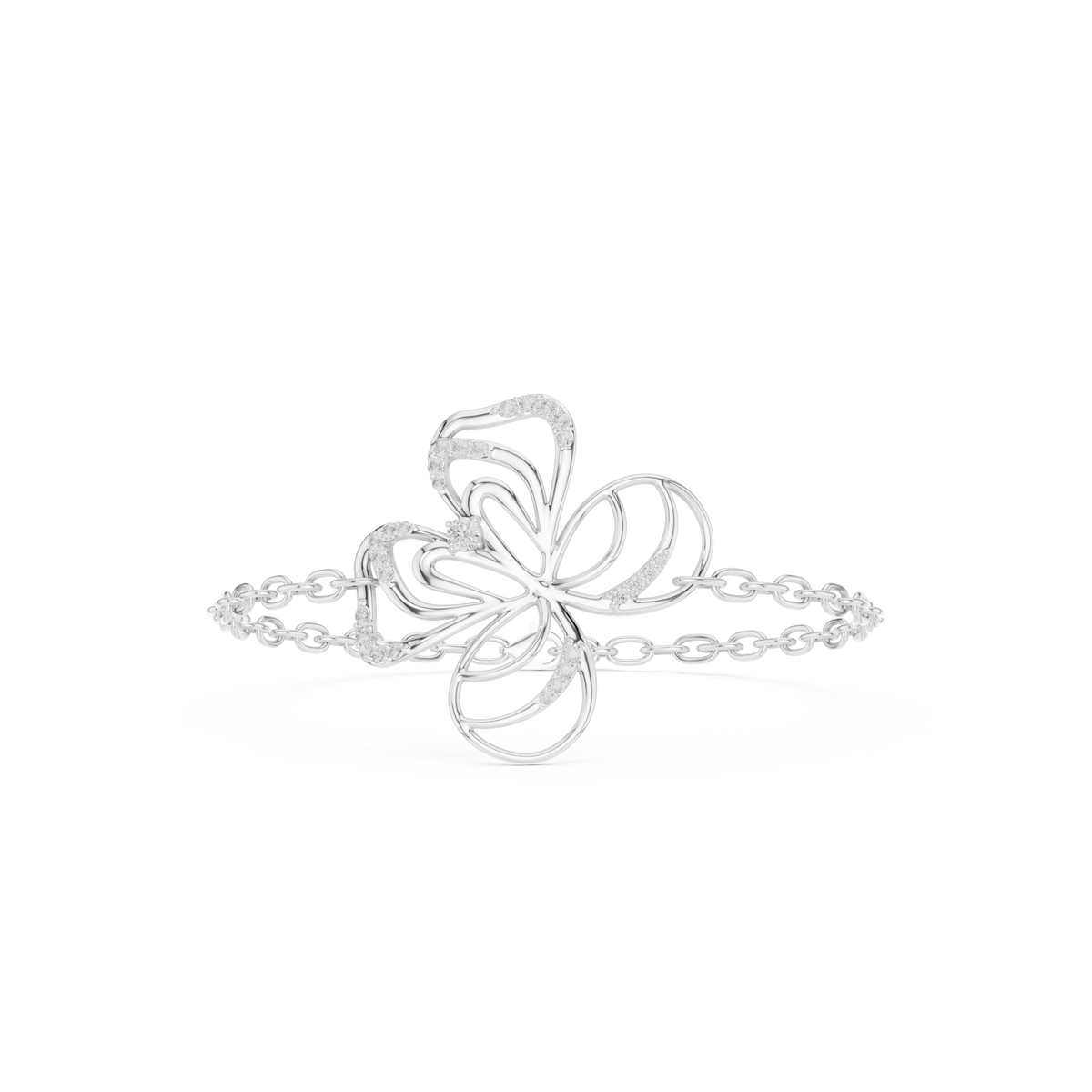 سوار سلسلة بزهور ألماس مفتوحة البتلات in White Gold - VYKA Diamonds