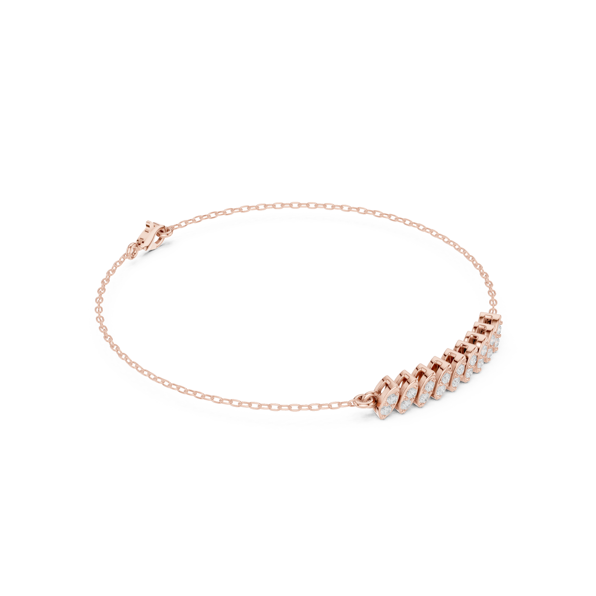 Navette Link Pave Diamond Chain Bracelet