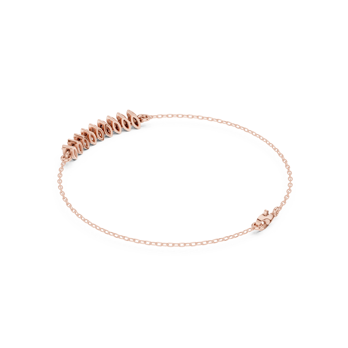 Navette Link Pave Diamond Chain Bracelet
