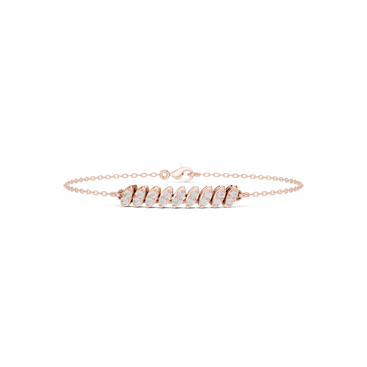 سوار سلسلة بحلقات نافيت وألماس باڤيه in Rose Gold - VYKA Diamonds