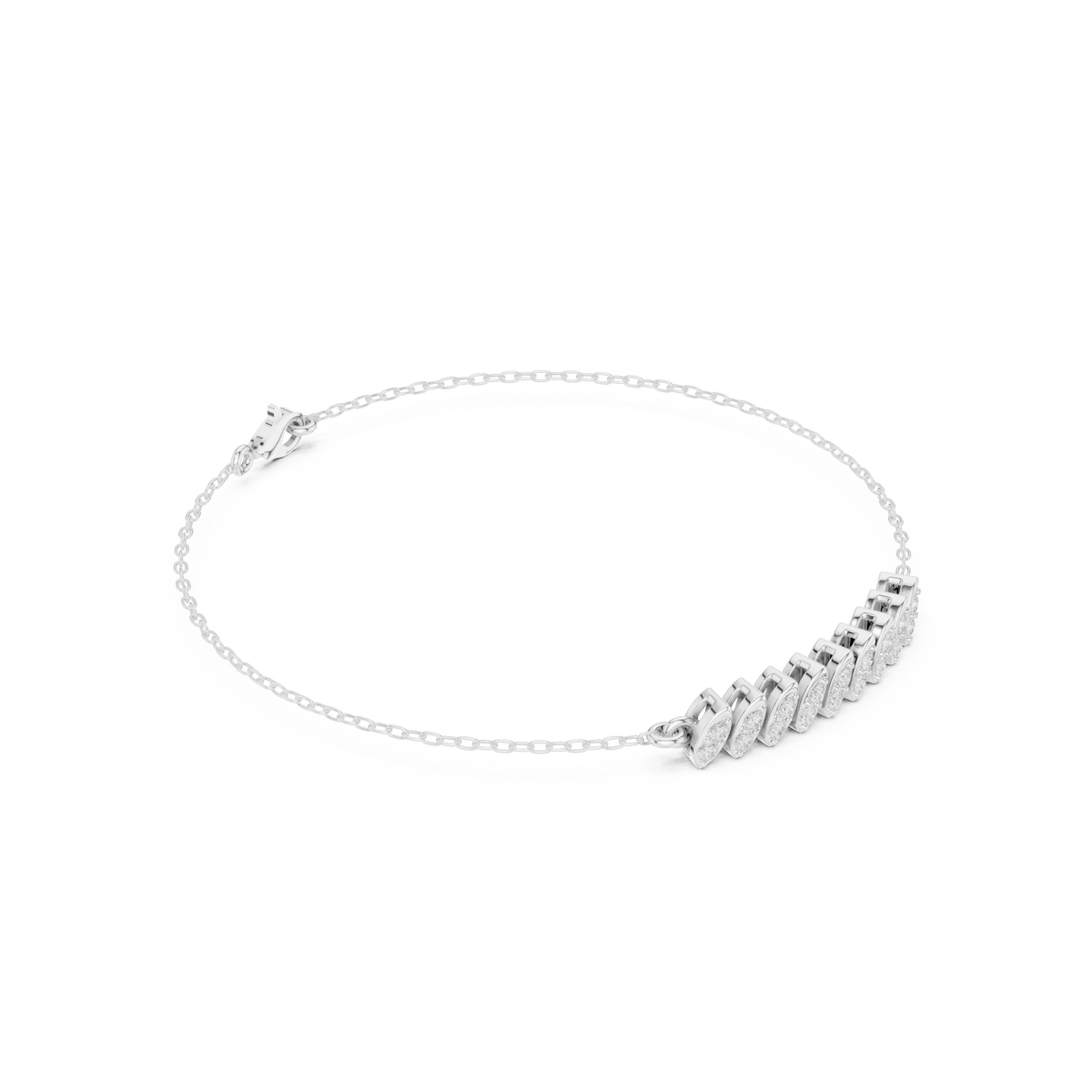 سوار سلسلة بحلقات نافيت وألماس باڤيه in White Gold - VYKA Diamonds
