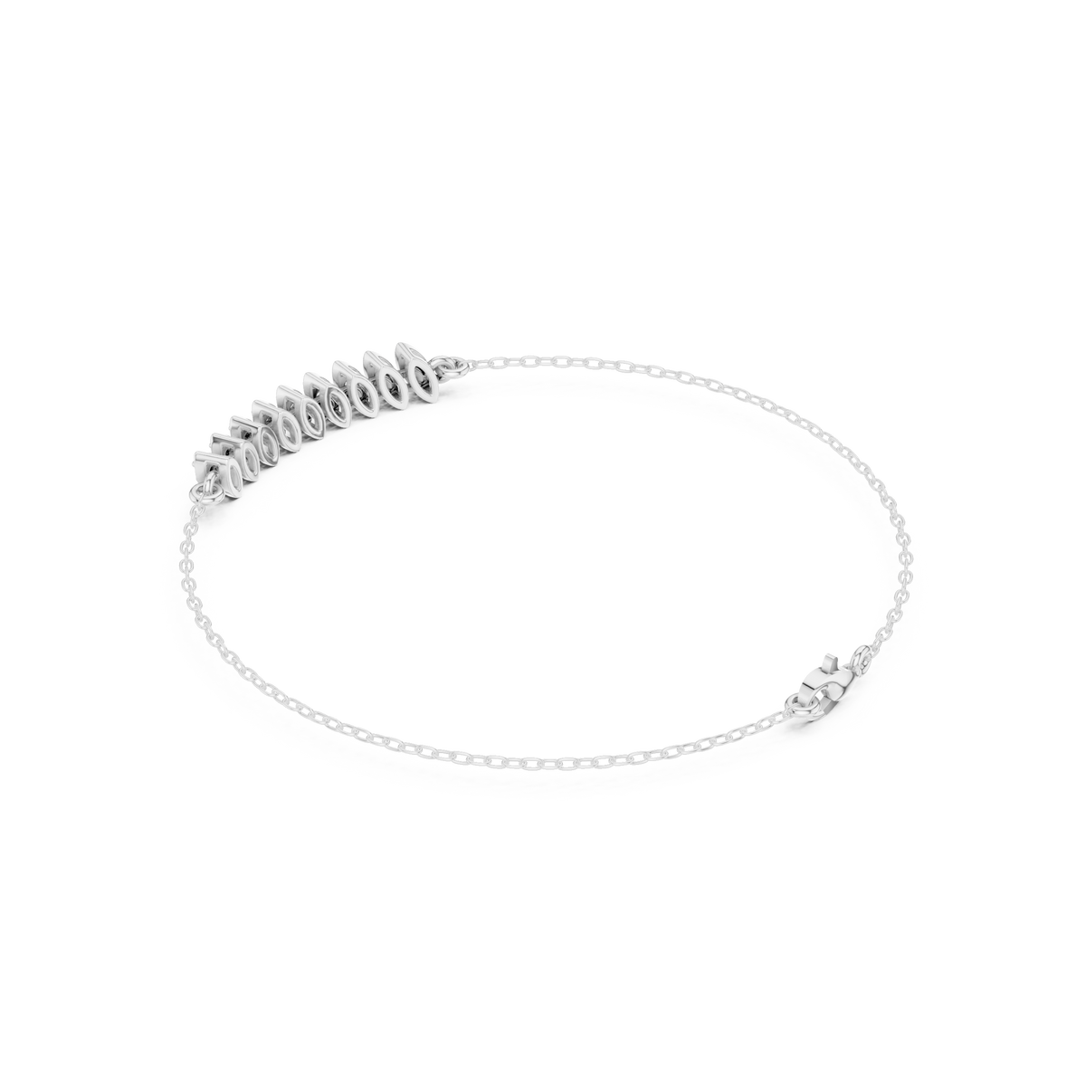 Navette Link Pave Diamond Chain Bracelet