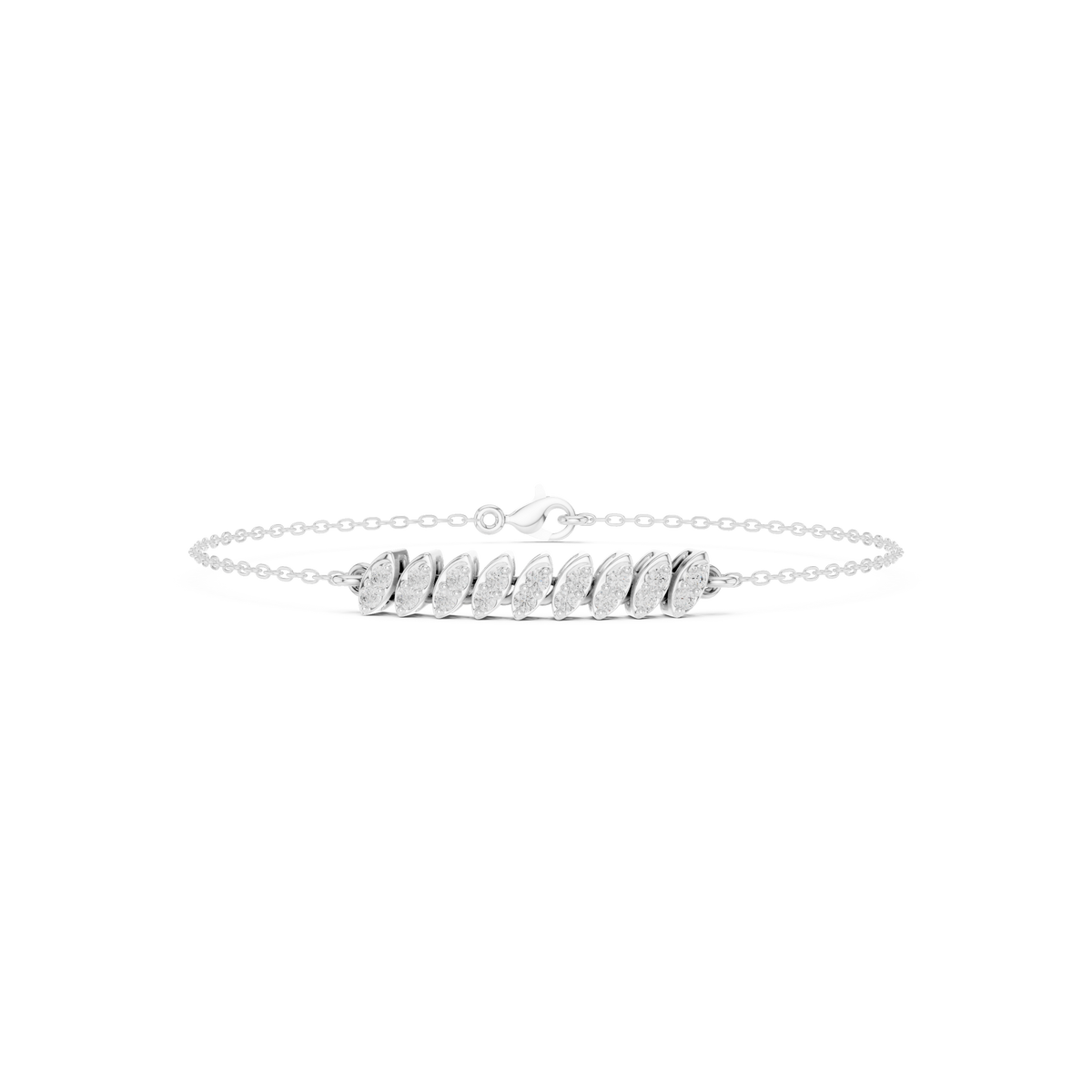 Navette Link Pave Diamond Chain Bracelet