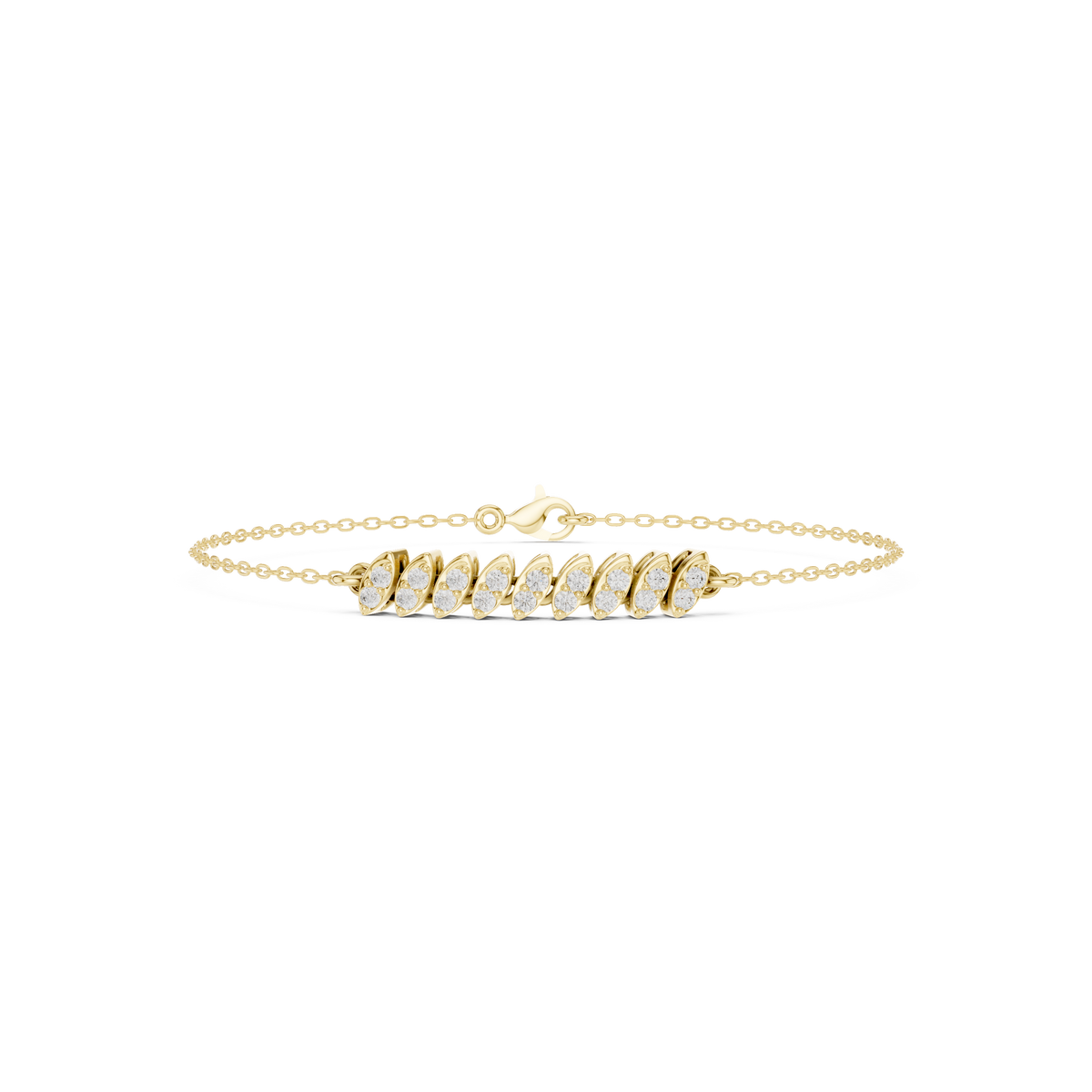 سوار سلسلة بحلقات نافيت وألماس باڤيه in Yellow Gold - VYKA Diamonds