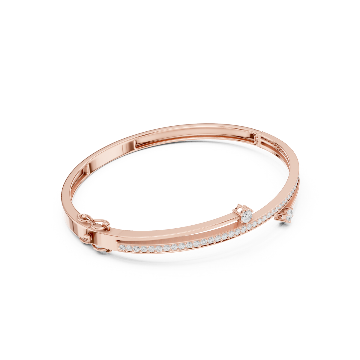 Bypass Pave Diamond Cuff Bangle
