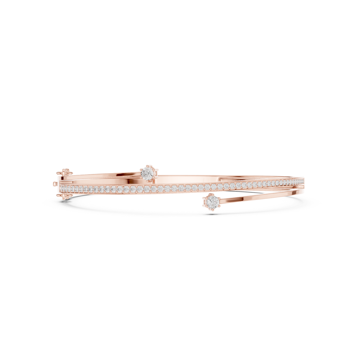 Bypass Pave Diamond Cuff Bangle