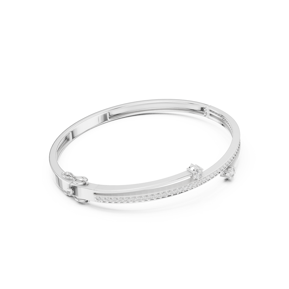 Bypass Pave Diamond Cuff Bangle