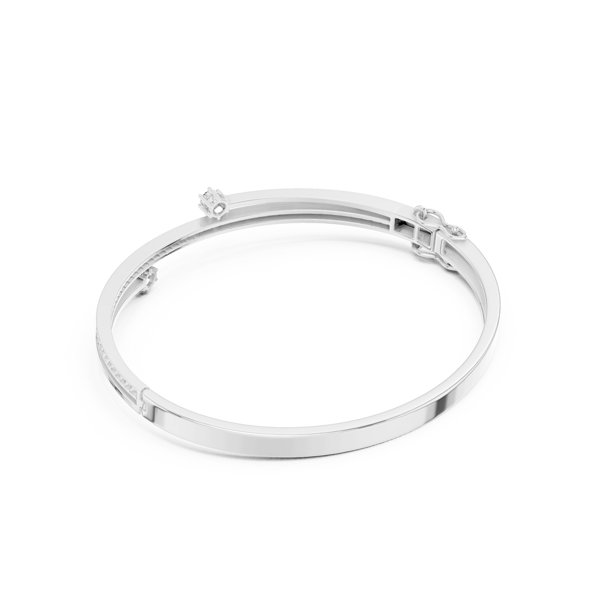 سوار صلب مفتوح ملتفّ بألماس باڤيه in White Gold - VYKA Diamonds